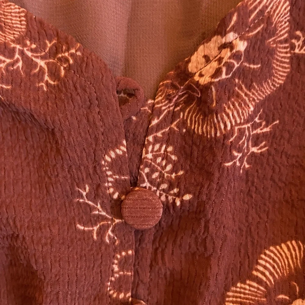 Madewell Preston Puff-Sleeve Top in Letterpress Floral Stained Mahogany Size‎ S